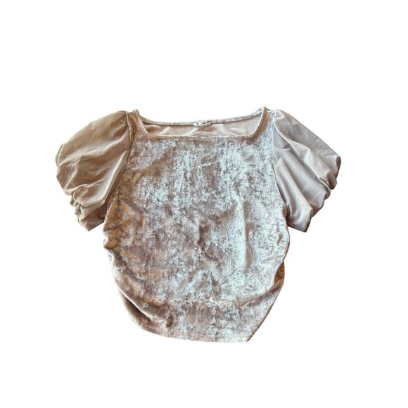 Free People Intimately ‘Midnight Mood Velvet Crop’ Puff Sleeve With Open Back - Picture 3 of 8